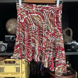 Vintage Asymmetrical Artsy Patterned Midi/Mini Skirt